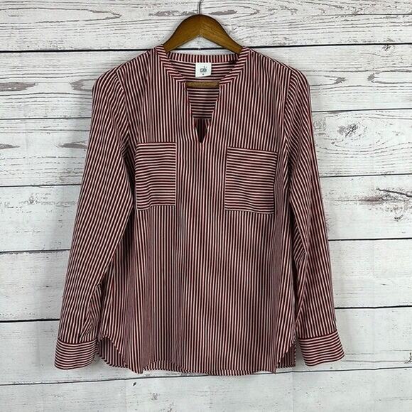 CAbi Tops - CAbi 5335 Blouse Top Shirt‎ Womens Medium Franklin Red Blue Vertical Stripe